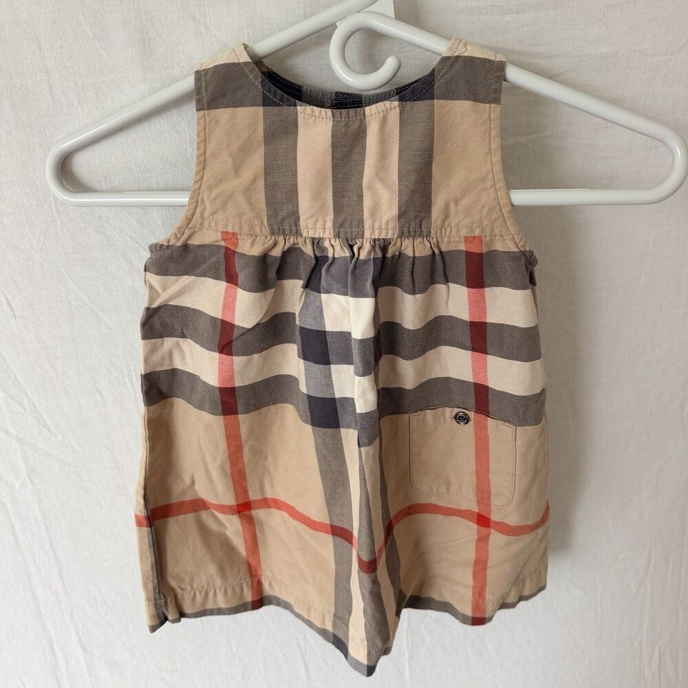 Burberry Kids Nova Check Dress 2Y Beige Plaid Sleeveless Cotton Pocket